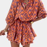 Yasmine Mono Mini s Volánky a Ikat Vzorem