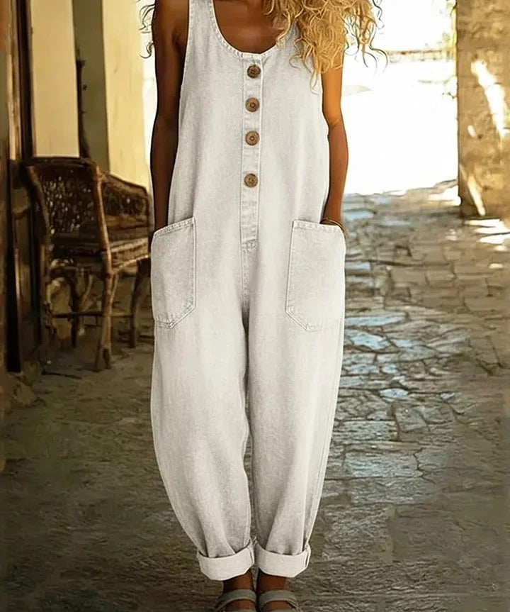 Graça - Macacão de Algodão Denim Lavado Vintage